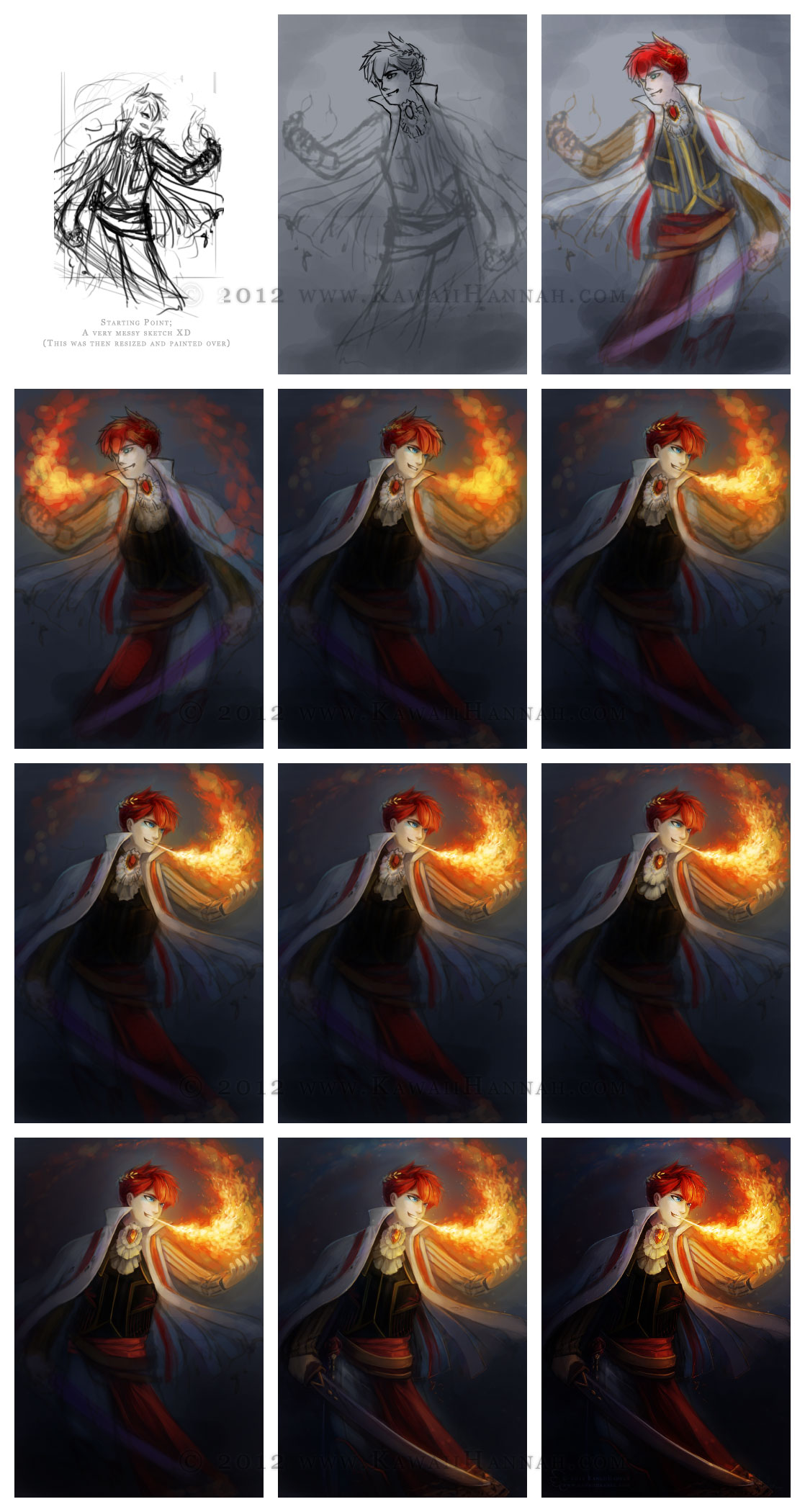 Screenshots of the process for Fiery Aristocrat