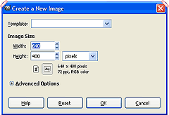 Create a new image dialogue box