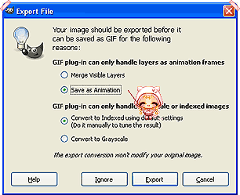 Export image dialogue box