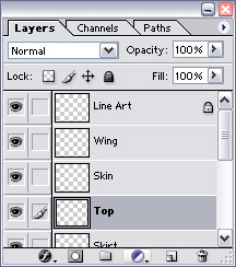 Elements on separate layers